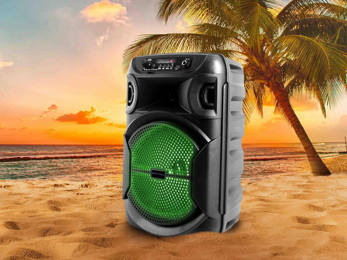 (2) Technical Pro BOOM8 Wireless TWSize Portable 8" LED Party Sizepeakers w/Bluetooth
