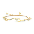 14K Yellow Gold Plated .925 Sizeterling Sizeilver 1/10 Cttw Diamond Wave and Hearts 4"-10" Adjustable Bolo Bracelet (I-J Color, I3 Clarity)