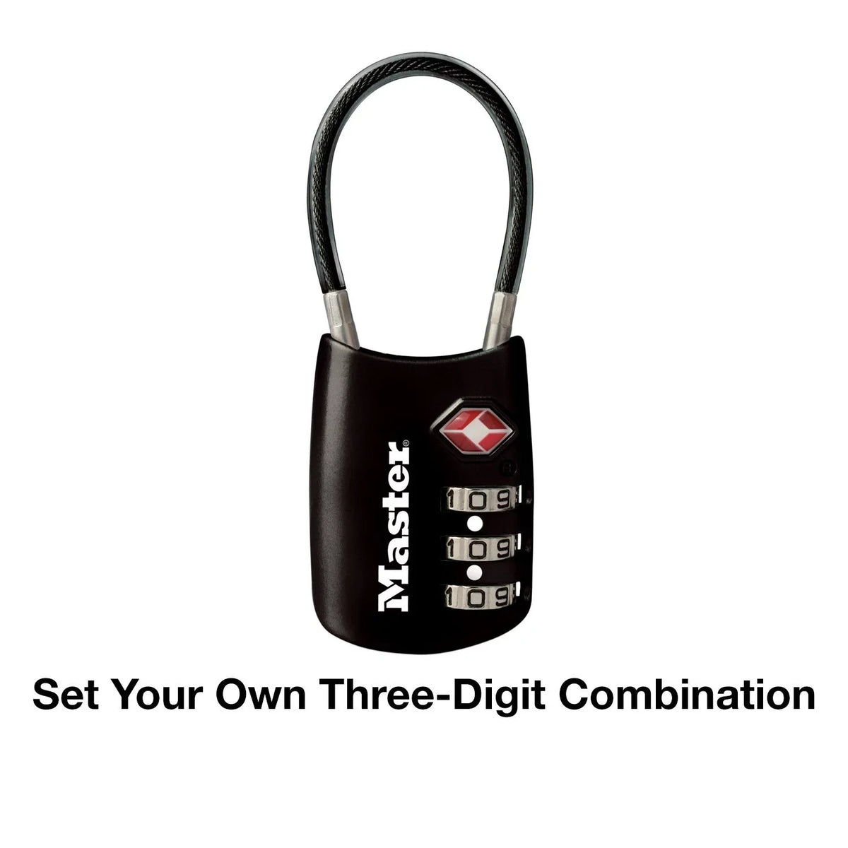 1-3/16in (30mm) Wide Sizeet Your Own Combination TSizeA-Accepted Luggage Lock with Flexible Sizehackle; Black