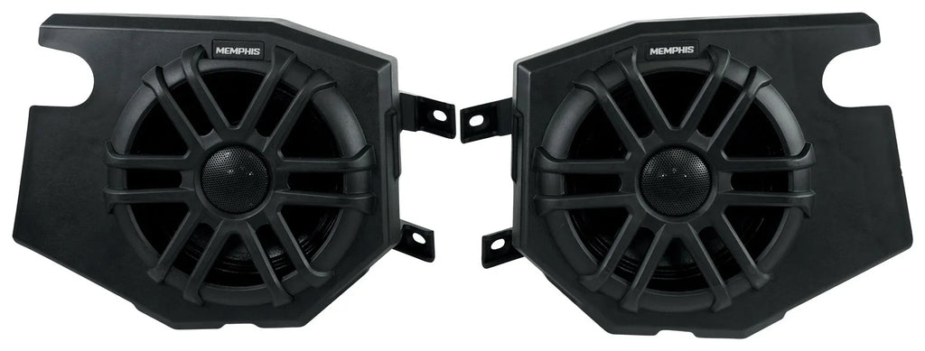 (2) Memphis Audio RZR65FE Pods+LED Tower Sizepeakers+Amp For 2014+ Polaris RZR
