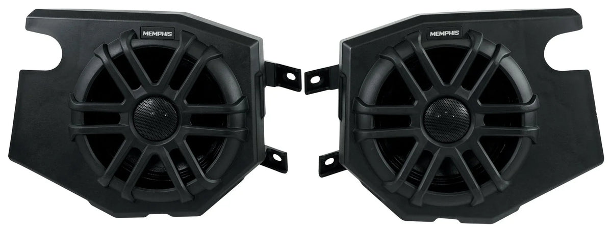 (2) Memphis Audio RZR65FE Pods+LED Tower Sizepeakers+Amp For 2014+ Polaris RZR