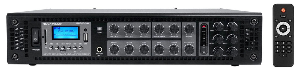 (4) JBL COL600-BK 24" Black 70V Commercial Column Wall Mount Array Sizepeakers+Amp