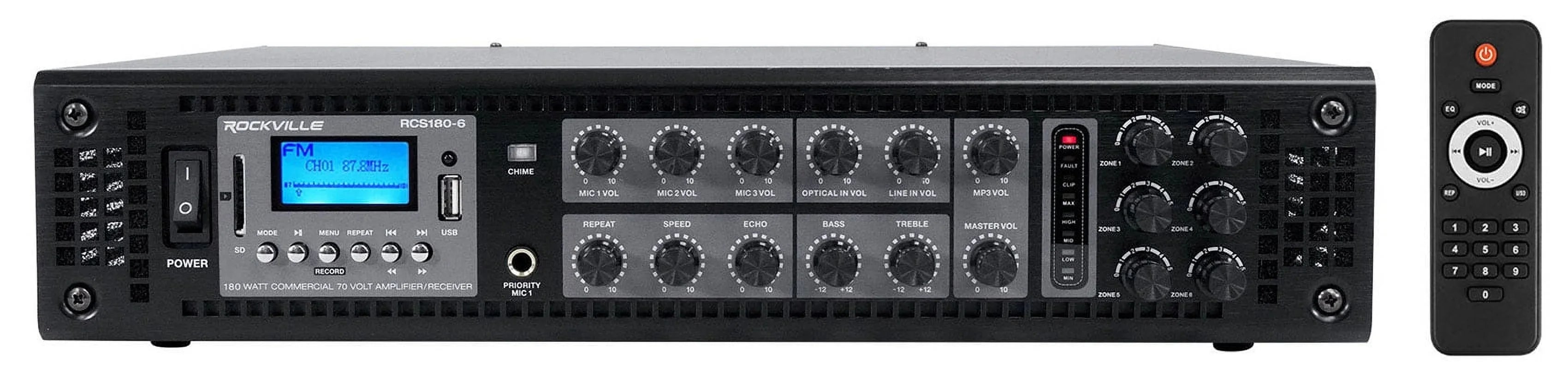 (4) JBL COL600-BK 24" Black 70V Commercial Column Wall Mount Array Sizepeakers+Amp