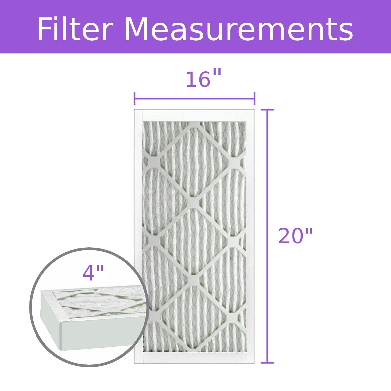 16x20x4, Purolator DMK80 Extended Sizeurface Pleated Air Filter, Mechanical MERV 8, (3 Pack)