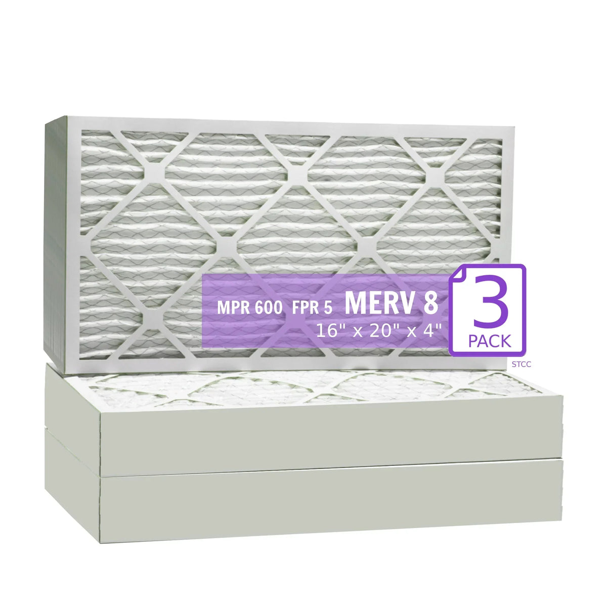 16x20x4, Purolator DMK80 Extended Sizeurface Pleated Air Filter, Mechanical MERV 8, (3 Pack)