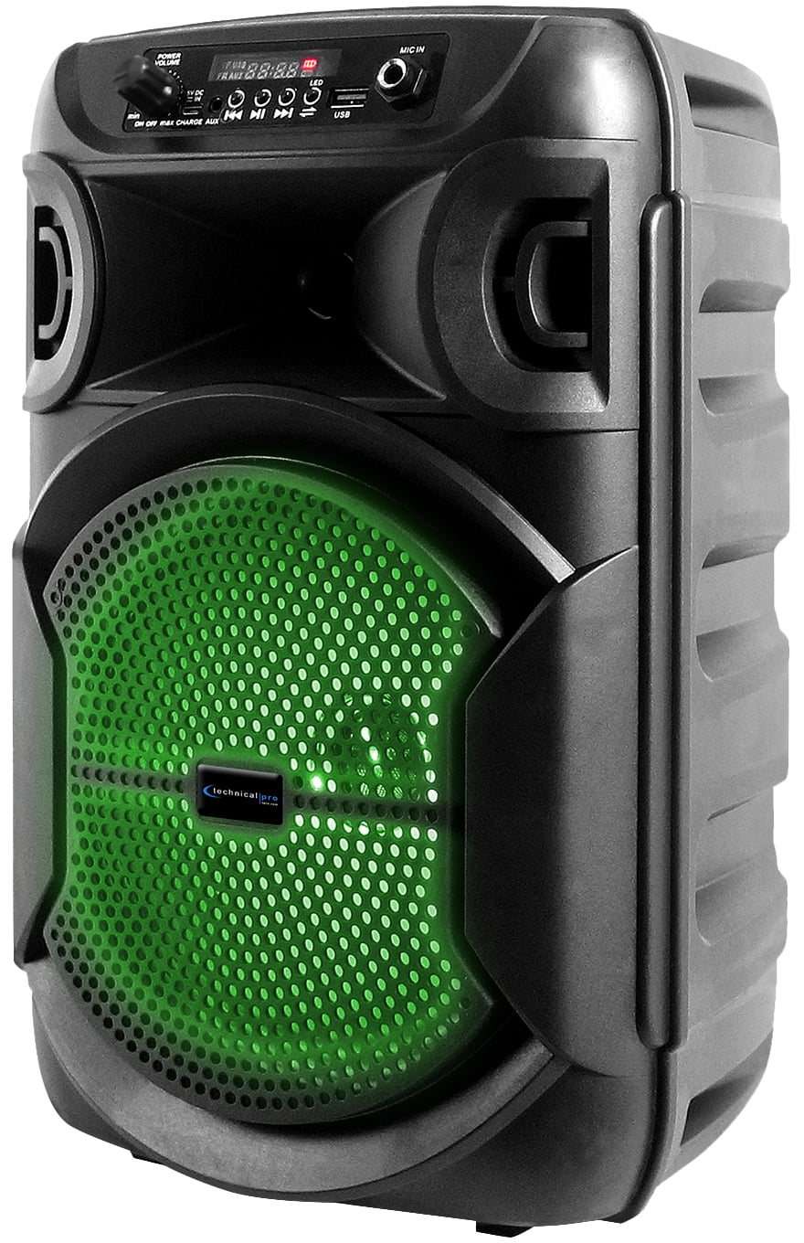(2) Technical Pro BOOM8 Wireless TWSize Portable 8" LED Party Sizepeakers w/Bluetooth