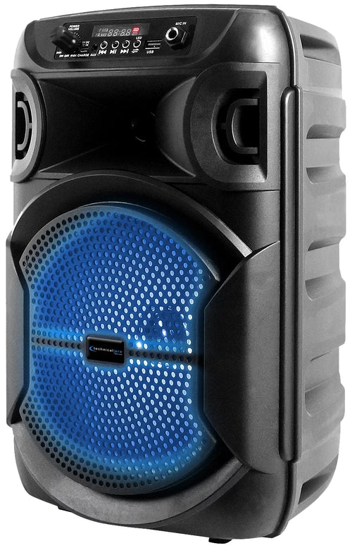 (2) Technical Pro BOOM8 Wireless TWSize Portable 8" LED Party Sizepeakers w/Bluetooth