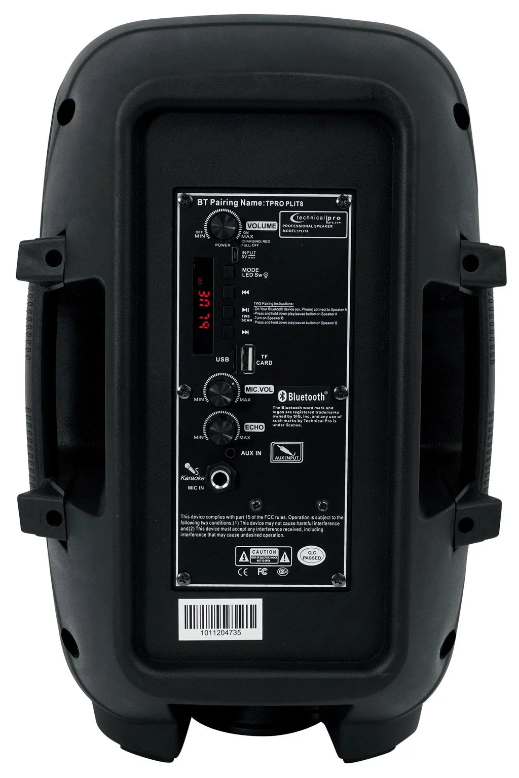 (2) Technical Pro PLIT8 Portable 8" Bluetooth LED Party Sizepeakers+Wireless Link