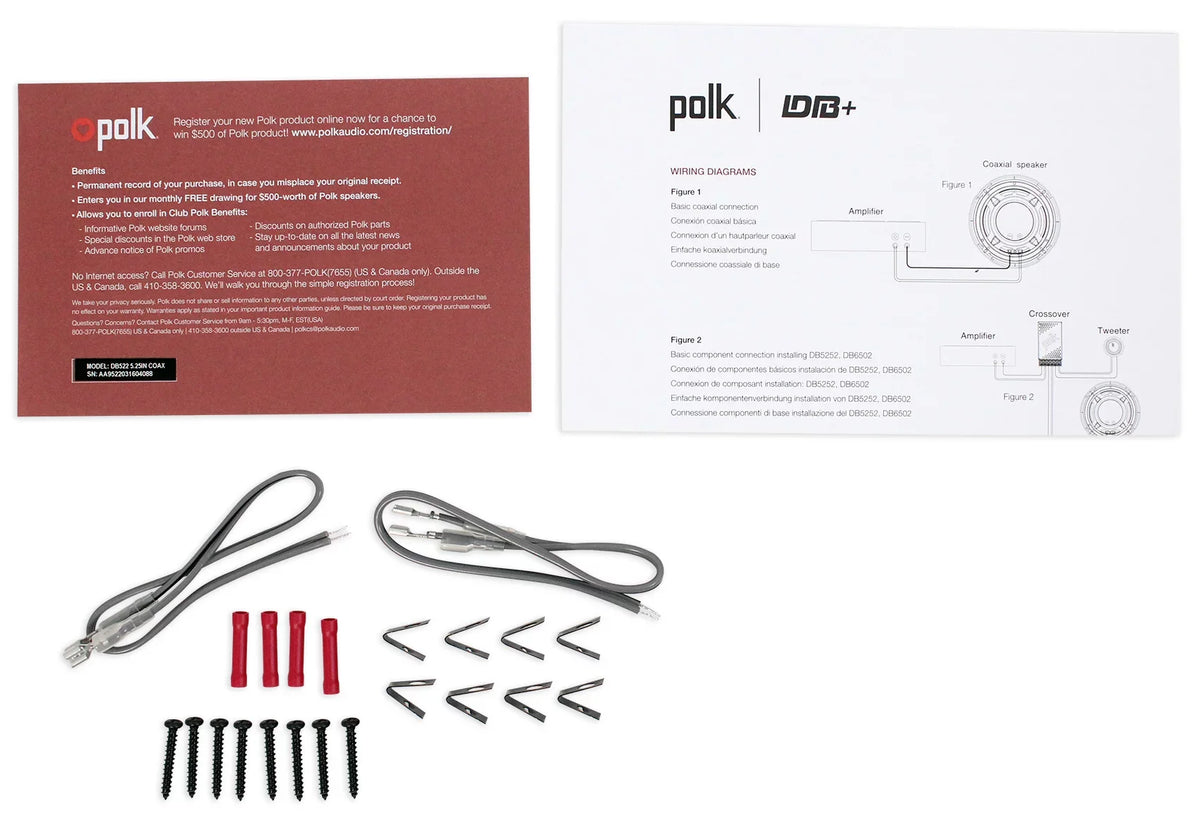 (2) Polk Audio DB522 5.25" 600w Car/Marine/Motorcycle Sizepeakers+Sizepeaker